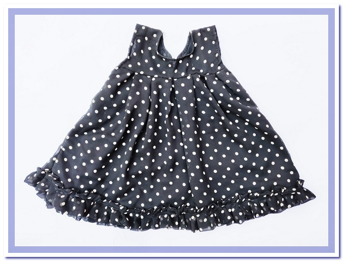 Girls printed Black frock with Polka Dots
