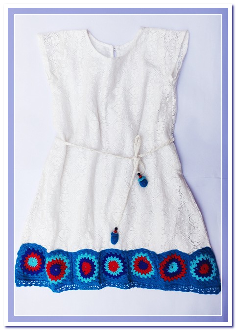 Girls White Cotton dress with Crochet lace by SVATANYA - Women Empowerment Responsible Social Design Enterprise