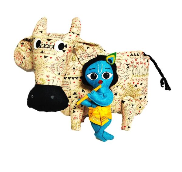 Krishna & Kaamdhenu Soft Toy decor AMARYN SVATANYA Handcrafted Women empowerment Made in India