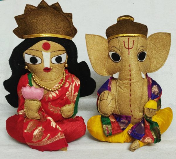 Handcrafted Ganesha & Lakshmi Soft Figurine Amaryn SVATANYA Women Empowerment Soft Decor