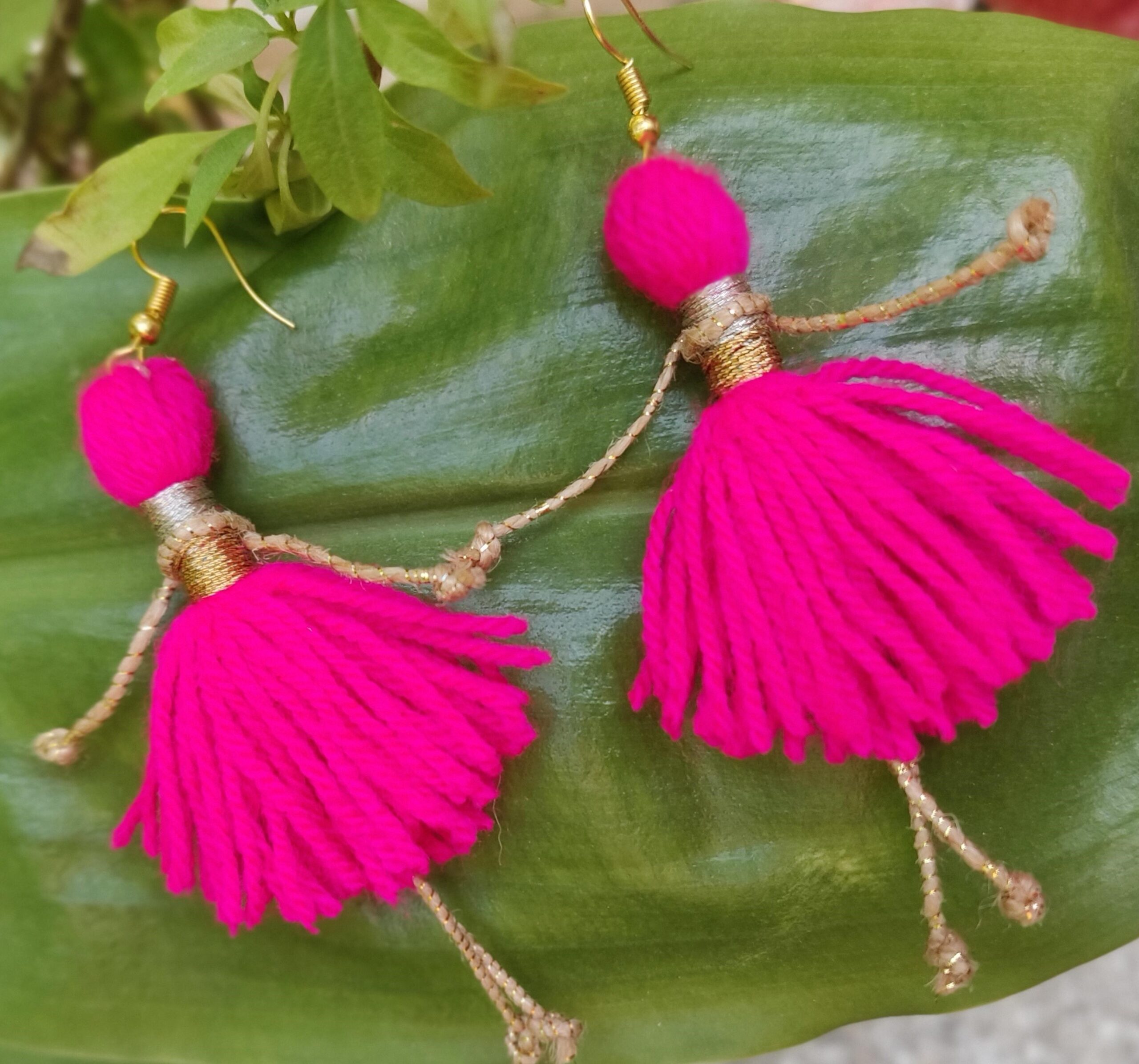 SVATANYA Doll Dangler Earrings in Hot Pink