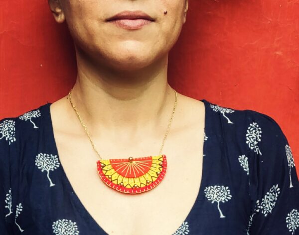 SVATANYA Surya Collection - Orange & Gold Necklace on Model