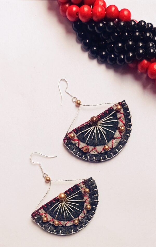 SVATANYA Surya Collection - Red & Silver on Black Earrings