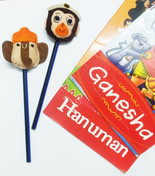 Ganesha & Hanuman Pencil Toppers AMARYN SVATANYA Handcrafted Women empowerment Made in India