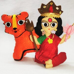 Durga & Tiger Soft Toy decor AMARYN SVATANYA Handcrafted Women empowerment Made in India
